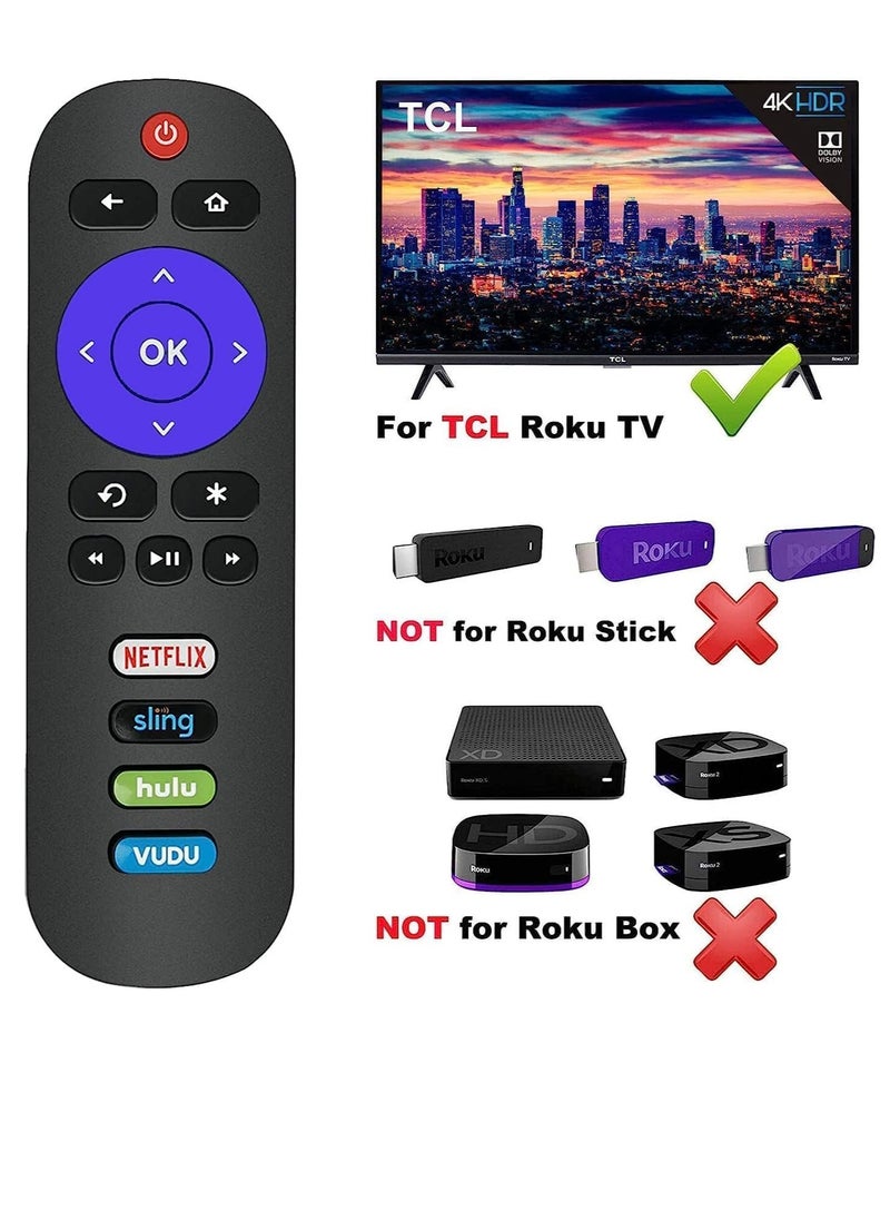 RC280 OEM Universal Replacement Remote Control Compatible with All TCL Roku TVs 【Only Works with Roku TVs, Not for Roku Stick and Roku Box】 (Netflix/Sling/Vudu/Hulu) with battery