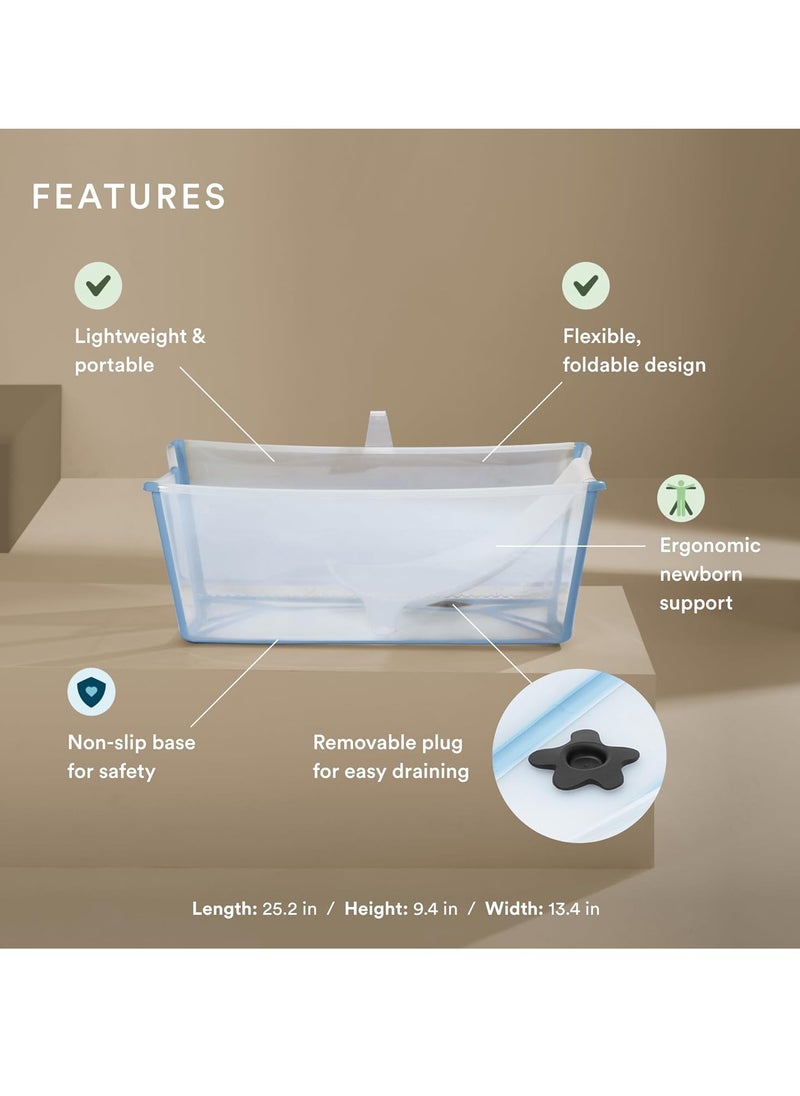 STOKKE - Stokke Flexi Bath Bundle, Ocean Blue - Foldable Baby Bathtub + Newborn Support - Durable & Easy to Store - Convenient to Use at Home or Traveling - Best for Newborns & Babies Up to 48 Months - Image 1