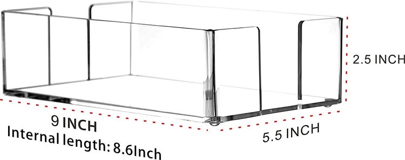 Cq acrylic 9X55 Clear Napkin holders for kitchenGuest Towel BasketPaperTowel Holder in ClearCocktail and Guest Napkin Holder for Bathroom Kitchen Dining Table Party Hotel Restaurant decor By Cq acrylic  - Image 2