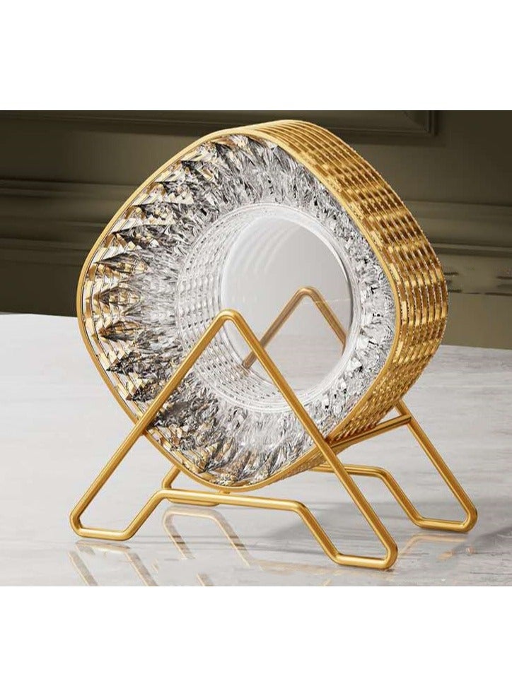 Multifunctional transparent high-end household table cap food-grade snacks candy nut plate fruit plate (6 pieces + gold frame) - Image 1