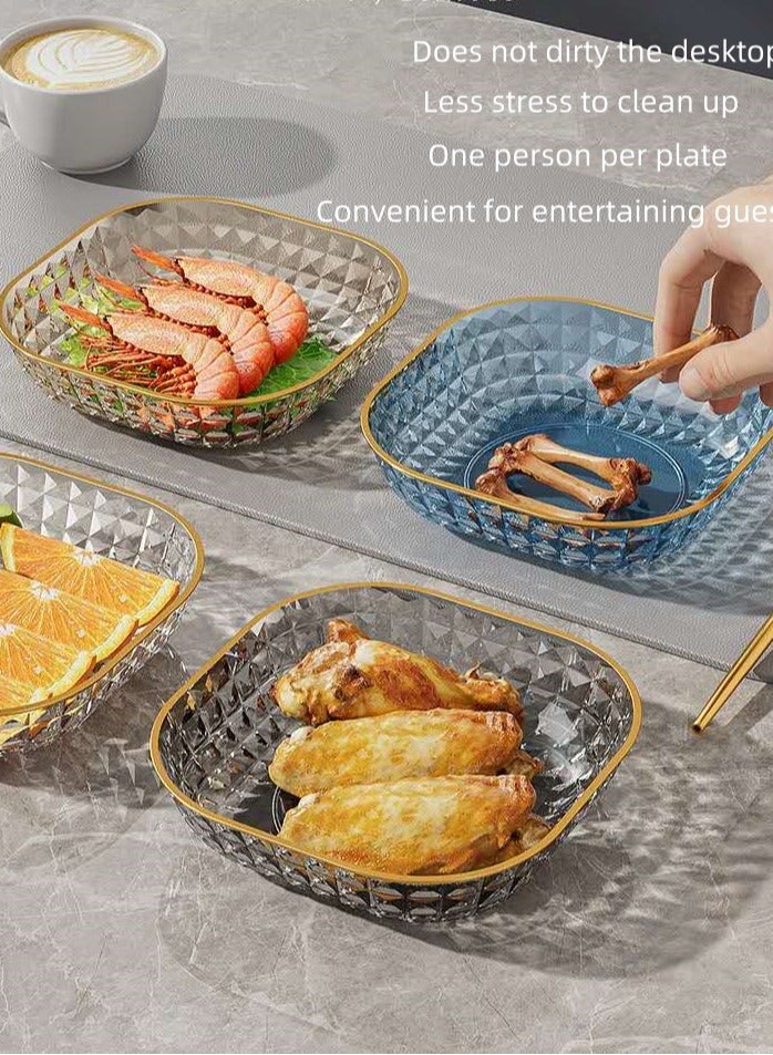 Multifunctional transparent high-end household table cap food-grade snacks candy nut plate fruit plate (6 pieces + gold frame) - Image 3