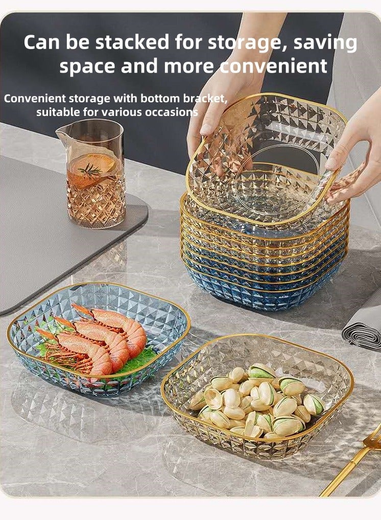 Multifunctional transparent high-end household table cap food-grade snacks candy nut plate fruit plate (6 pieces + gold frame) - Image 4