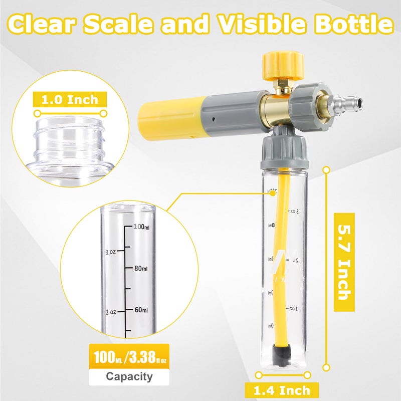 M MINGLE Concentrate Foam Cannon with Pressure Washer Gun, Ready-to-Use Mini Soap Cannon with 5 Nozzle Tips, 1/4" Quick Connect for Thick Sudsy Wash - Image 4