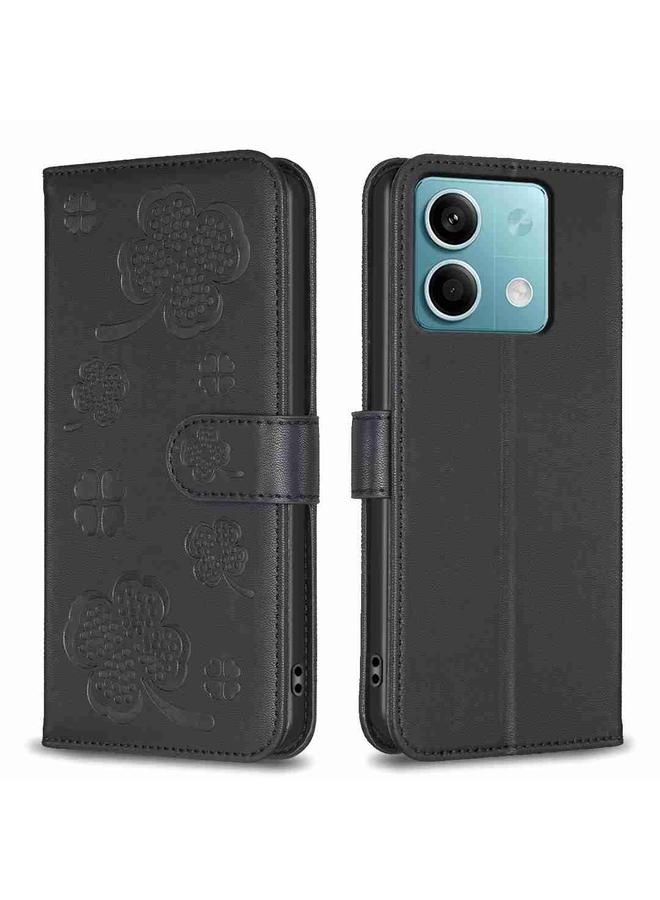 The Bros Case For Xiaomi Redmi Note 13 Four-leaf Embossed Leather Phone Case