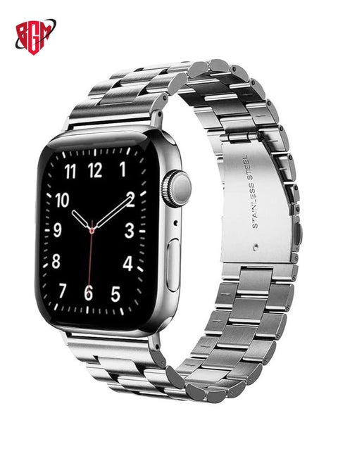 Stainless Steel Strap For iWatch 49mm 46mm 45mm 44mm 42mm, Replacement Metal Band Compatible For Apple Watch Series Ultra 3 | Ultra 2 | Ultra | 10 9 8 7 SE 6 5 4 3 2 1 - Silver