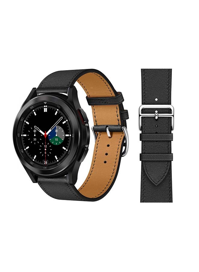 Perfii Genuine Leather Replacement Band for Samsung Galaxy Watch4 42/46mm Black - Image 1