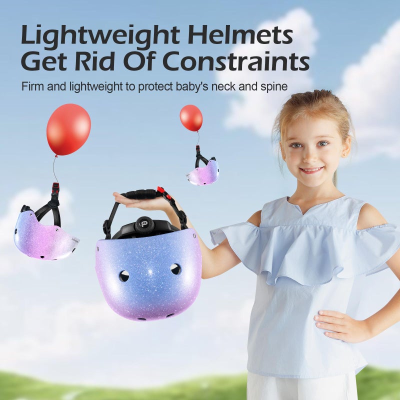 Odoland Kids Bike Helmet, Boys and Girls Sparkling Bicycle Helmet, Suggested Fit 48-54cm, Multi-Sports Adjustable for Skating, Cycling, Skateboard Helmet,Sparkly Rainbow Gradient - Image 5