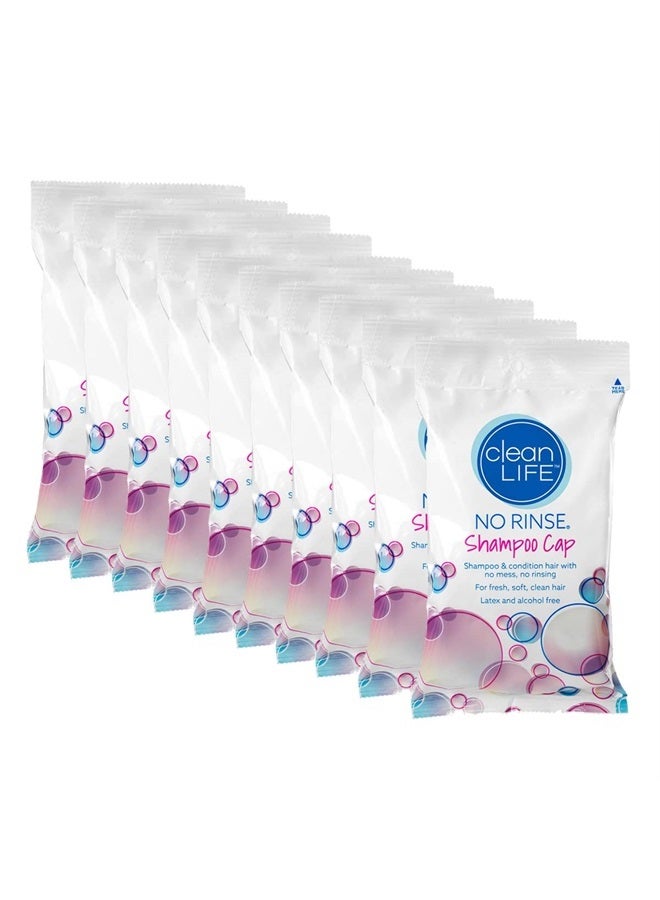 No Rinse Shampoo Cap by Cleanlife Products (Pack of 10), Shampoo and Condition Hair with no Water or Rinsing - Microwaveable, Rinse-Free, Latex-Free and Alcohol-Free - Image 1