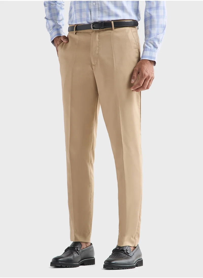 فاف Textured Regular Fit Flexi Waist Trousers with Poc