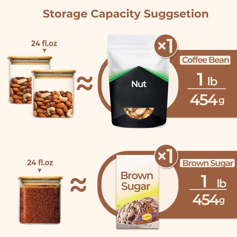 ComSaf 24oz Glass Food Storage Jars Set of 4  Clear Glass Storage Containers with Lids  Pantry Organization Jar  Spice Jar  Blooming Tea  Coffee and Sugar Container  Small Canister Set for Kitchen - Image 3