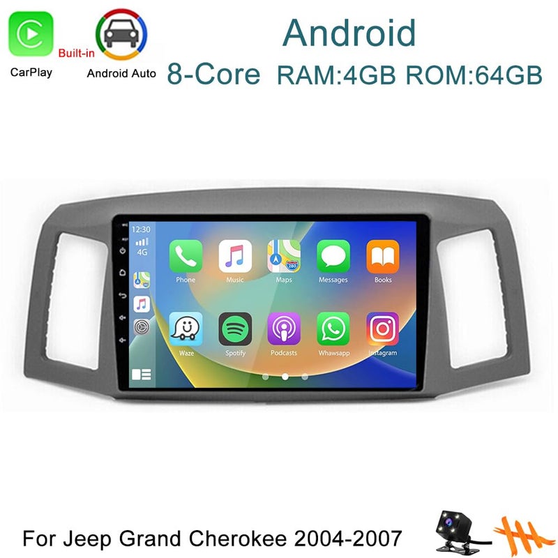 GOJOHO for Jeep Grand Cherokee Radio 2004 2005 2006 2007 10.1" IPS Touchscreen Built-in Apple CarPlay Andriod Auto GPS Navigation Bluetooth Head Unit with Free Back Camera (4GB RAM+64GB ROM) - Image 4