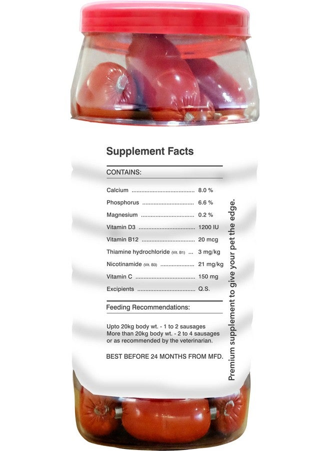 Drools Absolute Dog Supplement Sausages, Calcium Falvor 32 Pcs Jar - Image 2