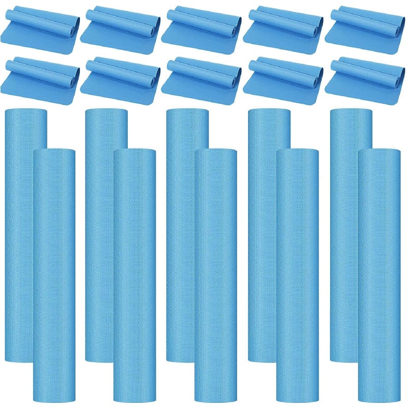 LEIFIDE 10 Pack Yoga Mats Bulk 68 x 24 x 4mm Thick Yoga Mats for Kids and Adult Gym Bundle Latex Free Exercise with Non Slip Texture for Outdoor Pilates or WorkoutBlue
