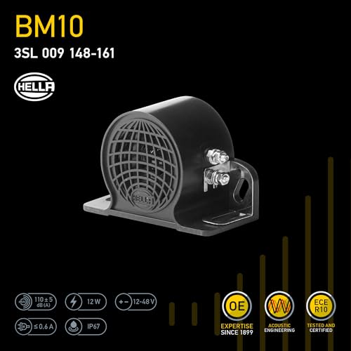 Hella Backup Alarm BX 110 DB 9V/48V with Ground Plate 009148161 - Image 2