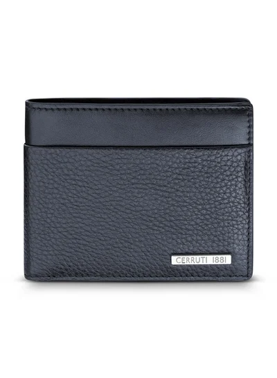 CERRUTI 1881 Cerruti 1881 Cannes Navy Bifold Genuine Leather Wallet For Men With 6 Card Slots 110 MM- CEPU06856M-BLU