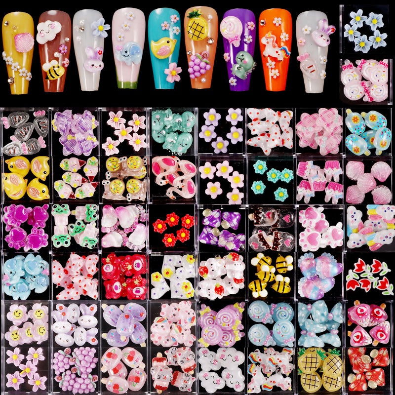 DALOO 250pc 3D Nail Charms Set - Diverse Shapes & Colors for Acrylic Nails & DIY Crafts (#2) - Image 1
