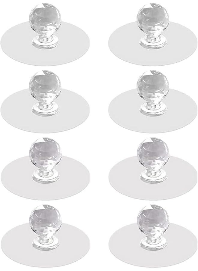 The Bros 8 Pcs Cabinet Drawer Knobs, Clear Diamond Crystal Shaped Pulls Handles, Self Adhesive Drill Free Push Pull Helper, for Kitchen Cupboard, Bathroom Dresser, Furniture Door Window - Image 1