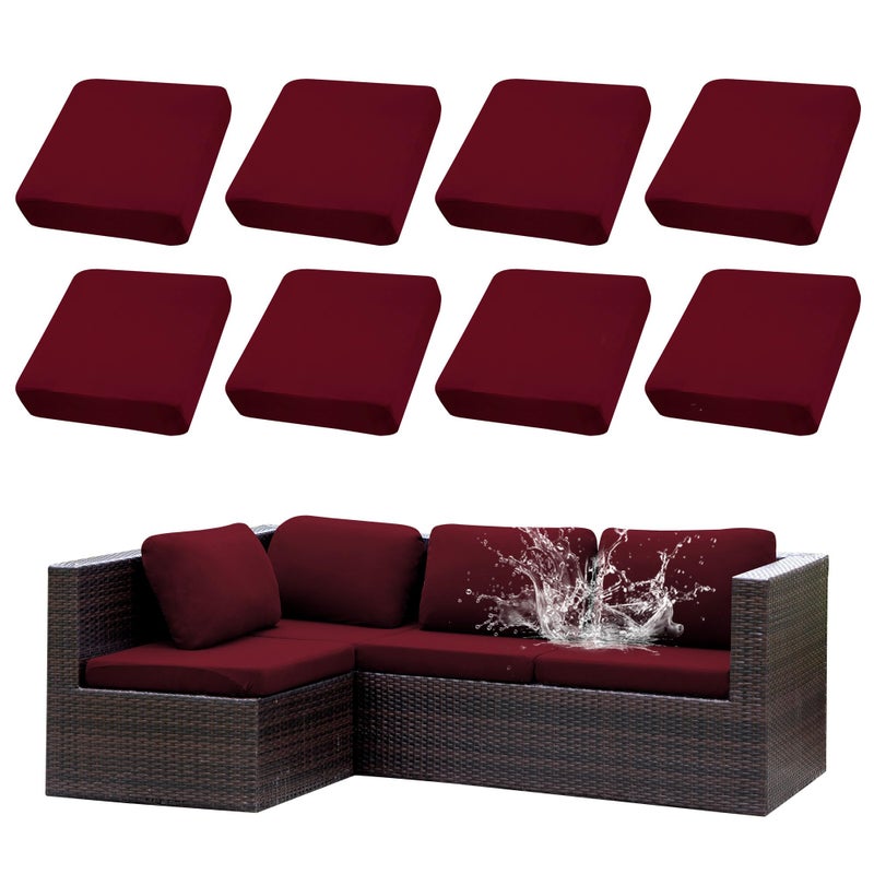 SUKAIKEQA Outdoor Cushion Covers Set,8PCS Waterproof Patio Furniture Couch Seat Slipcovers, Replacement for Sofa Sectional Chair(Coverï¼ŒOnly) - Image 1