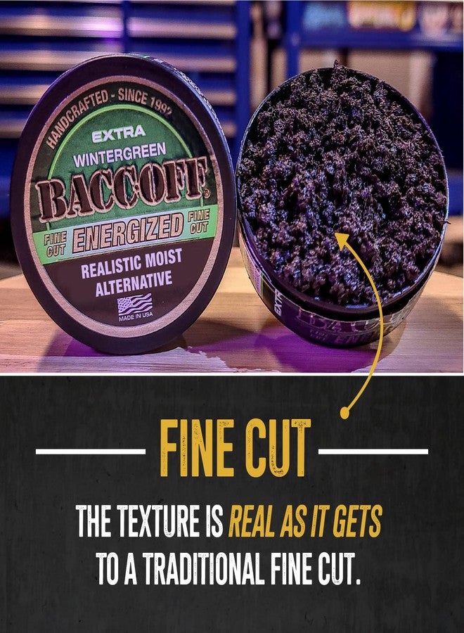 BACC OFF 1 Can, BaccOff Extra Wintergreen Energized Fine Cut, Strong Wintergreen Flavor with Caffeine and B Vitamins - Image 3