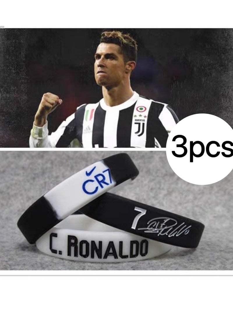 Generic 3-piece Cristiano Ronaldo Signature Silicone Wristband Luminous Sports Bracelet  - Image 1