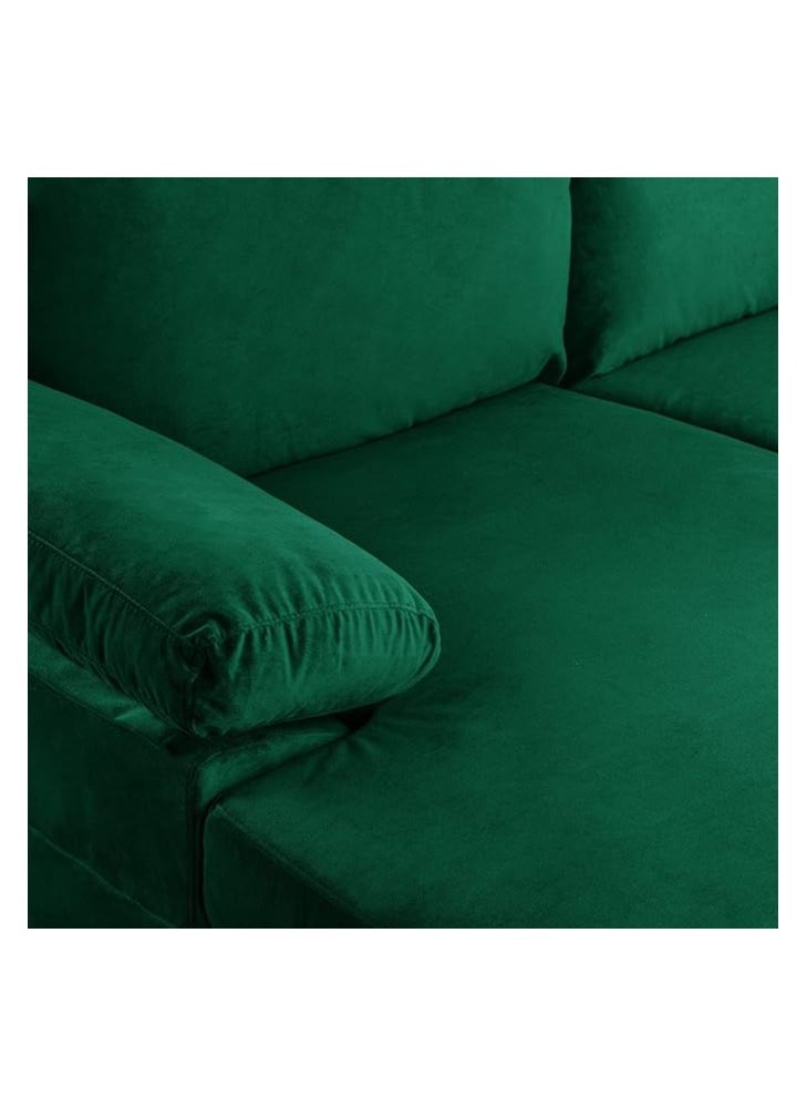 good luck foam factory - Casa Andrea Milano Modern Large Velvet Fabric U-Shape Sectional Sofa, Double Extra Wide Chaise Lounge Couch with Gold Legs, Green - Image 1