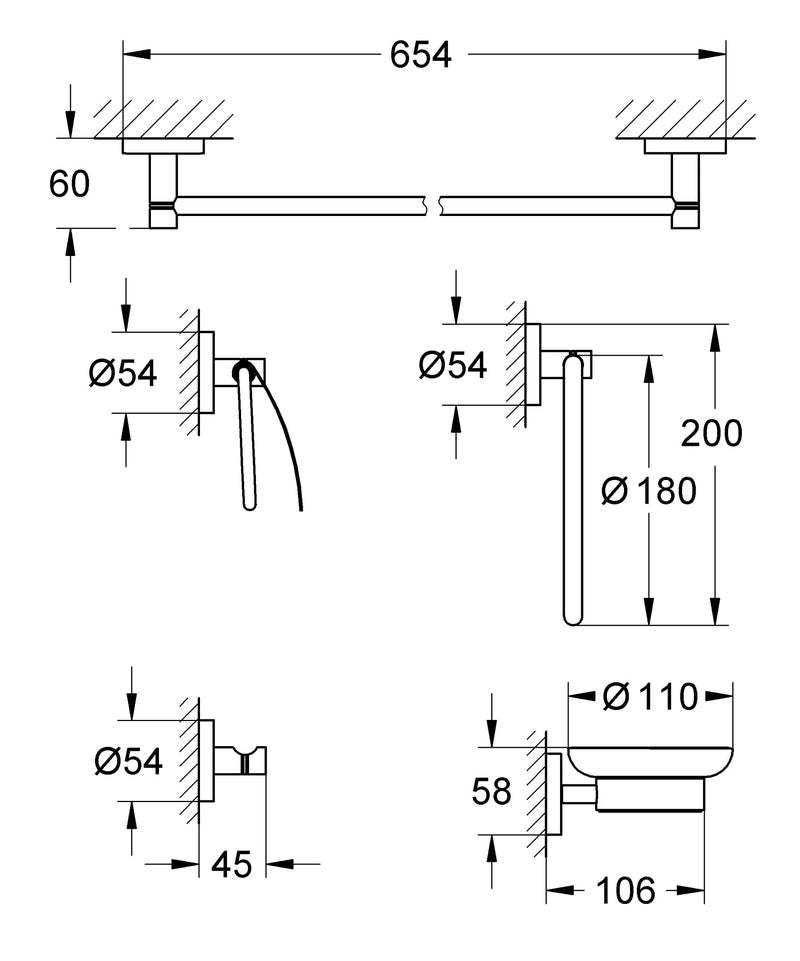 Grohe Essentials Master Bathroom Set, 5-In-1, Starlight Chrome - Image 5