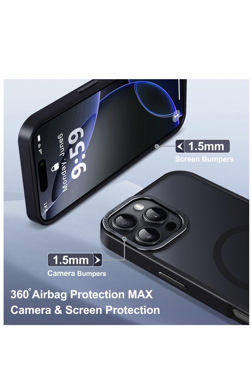 for iPhone 16 Pro Magnetic Case, Compatible with MagSafe,【Shockproof Military-Grade Protection】Translucent Matte Back, Slim Phone Cover with Strong Magnet for Apple 16 Pro (2024)(Black) - Image 5