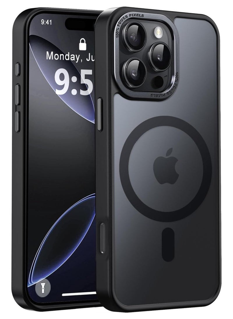 for iPhone 16 Pro Magnetic Case, Compatible with MagSafe,【Shockproof Military-Grade Protection】Translucent Matte Back, Slim Phone Cover with Strong Magnet for Apple 16 Pro (2024)(Black) - Image 1