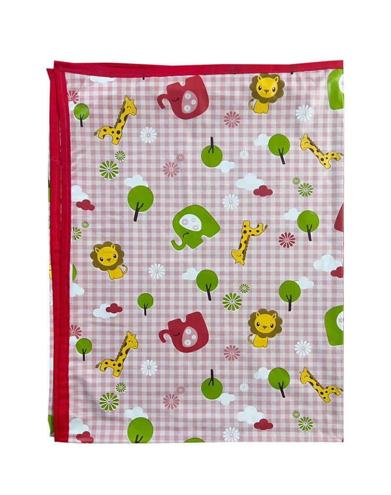 Ecosoft Baby Plastic Sheet/PVC Sheet for Kids/Rubber Sheet for Babies/Bed Wetting Protector (135 CM x 185 CM) (Pink Big Jungle) - Image 3