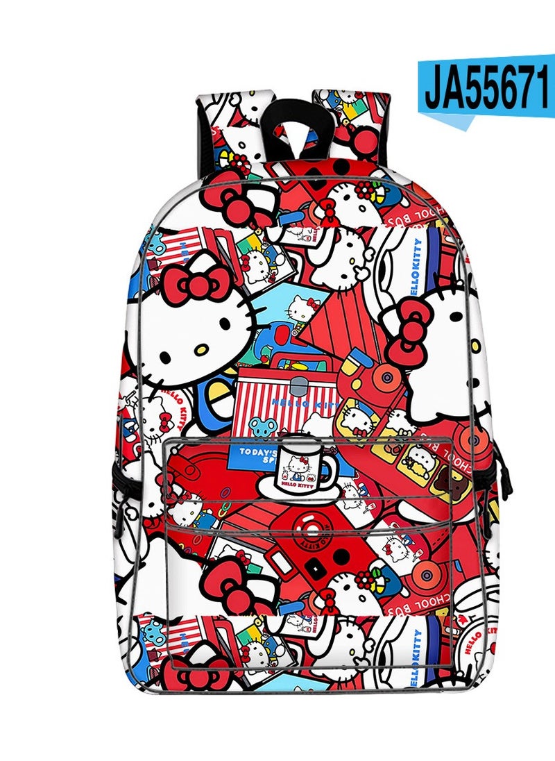 Hello Kitty - 【 School Season 】Hello Kitty Children Cute Backpack Student Large Capacity Schoolbag 14 Inch Laptop Bag Travel Bag Leisure Bag General College Bag - Image 1