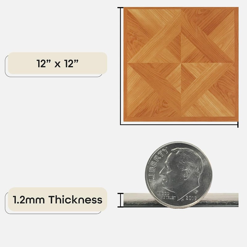 Achim Nexus Self Adhesive 12-Inch Vinyl Floor Tiles, 20 Tiles - 12" x 12", Light Oak Diamond Parquet Pattern - Peel & Stick, DIY Flooring for Kitchen, Dining Room, Bedrooms & Bathrooms by Home Decor - Image 3