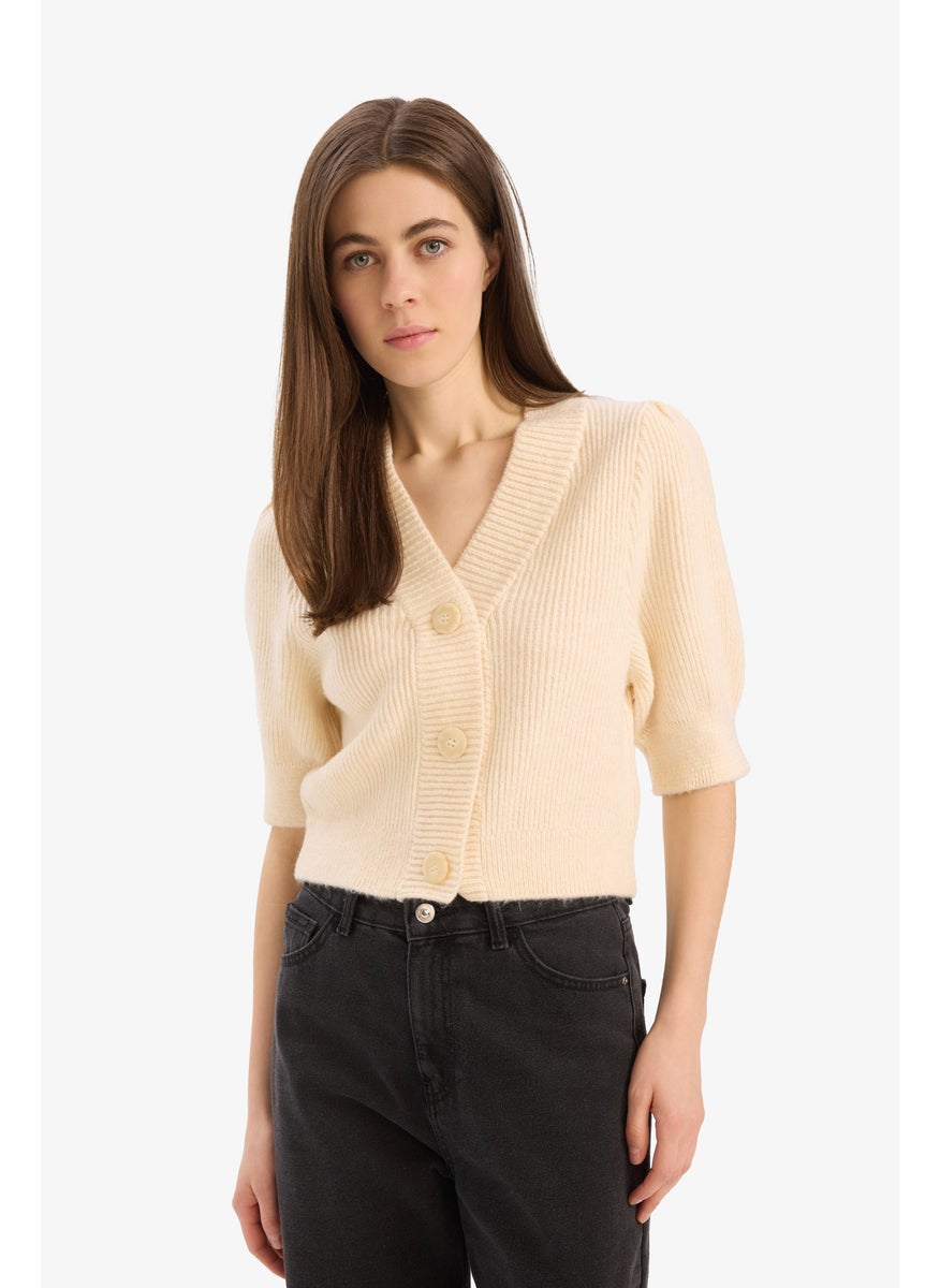 DeFacto Woman Slim Fit V-Neck Knitwear Cardigan  - Image 1