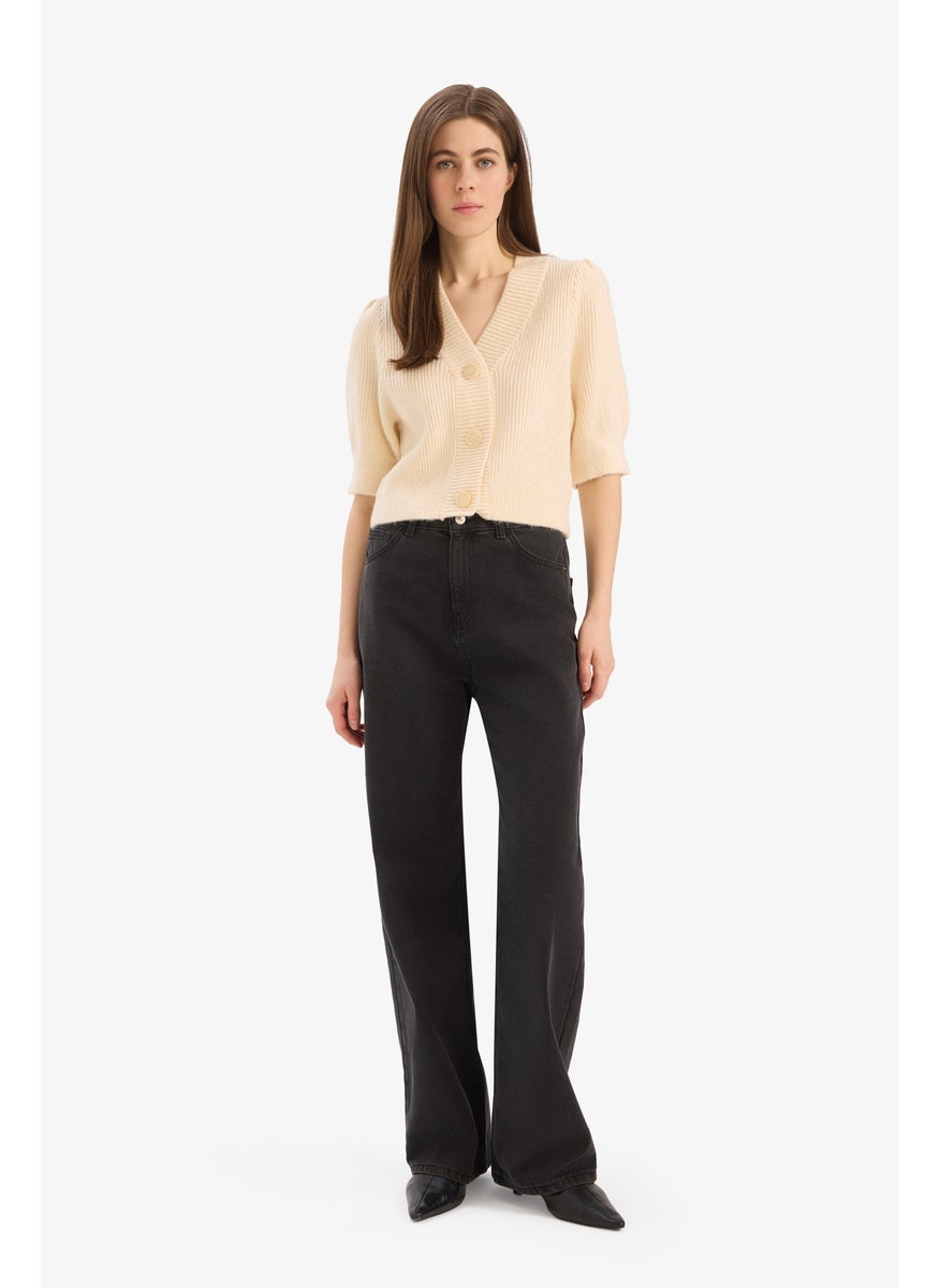 DeFacto Woman Slim Fit V-Neck Knitwear Cardigan  - Image 3