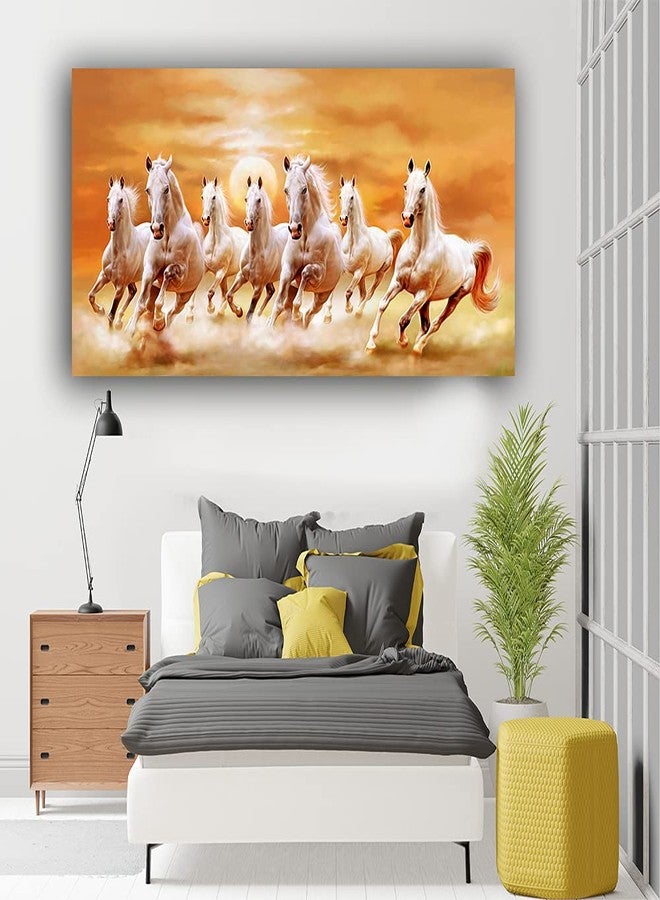 Decor Design 3D Wall Sticker Vastu Seven White Running Horse Sticker for Living Bed Room Office Space Temple PVC Vinyl(Size-91.44 cm X 45.72 cm)[Limited Time Offer] - Image 1