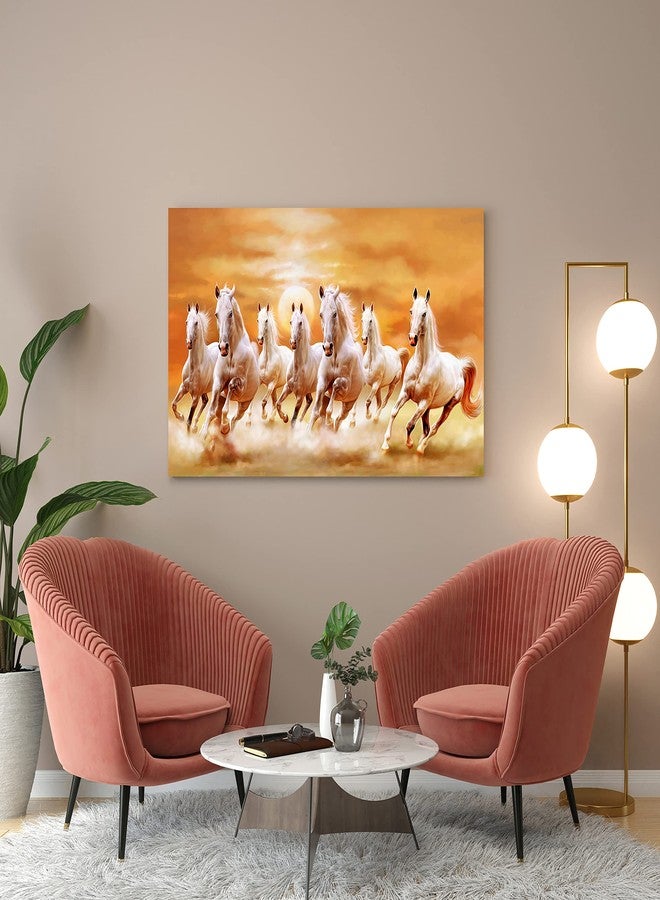 Decor Design 3D Wall Sticker Vastu Seven White Running Horse Sticker for Living Bed Room Office Space Temple PVC Vinyl(Size-91.44 cm X 45.72 cm)[Limited Time Offer] - Image 2