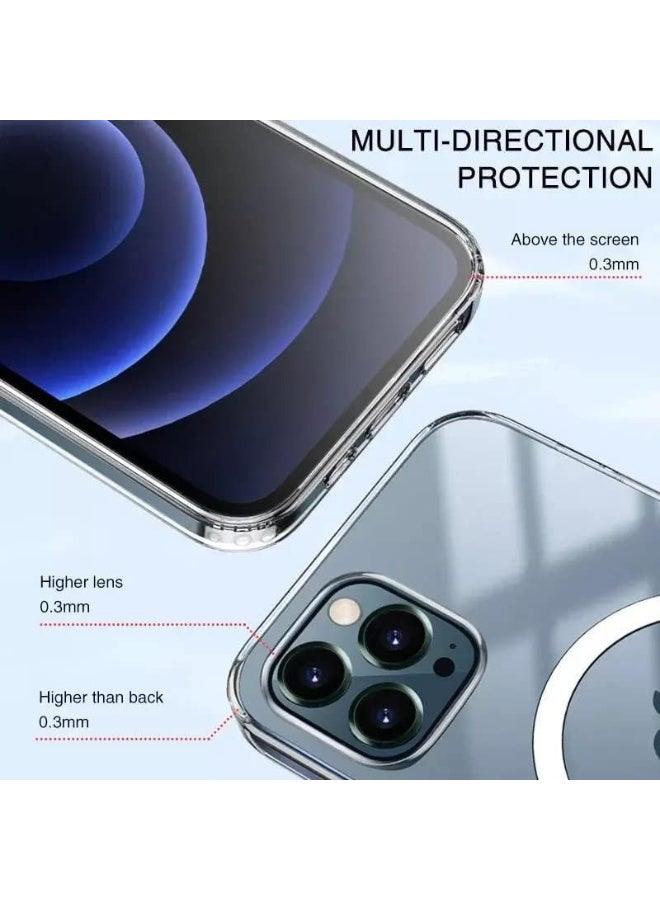 Case For iPhone 11 Pro Max Clear Magnetic Cover MagSafe Compatible - Hybrid Protective Crystal Clear Hard Back Case - Shockproof Silicone Frame - Slim Transparent Case for Apple iPhone 11 Pro Max - Image 2