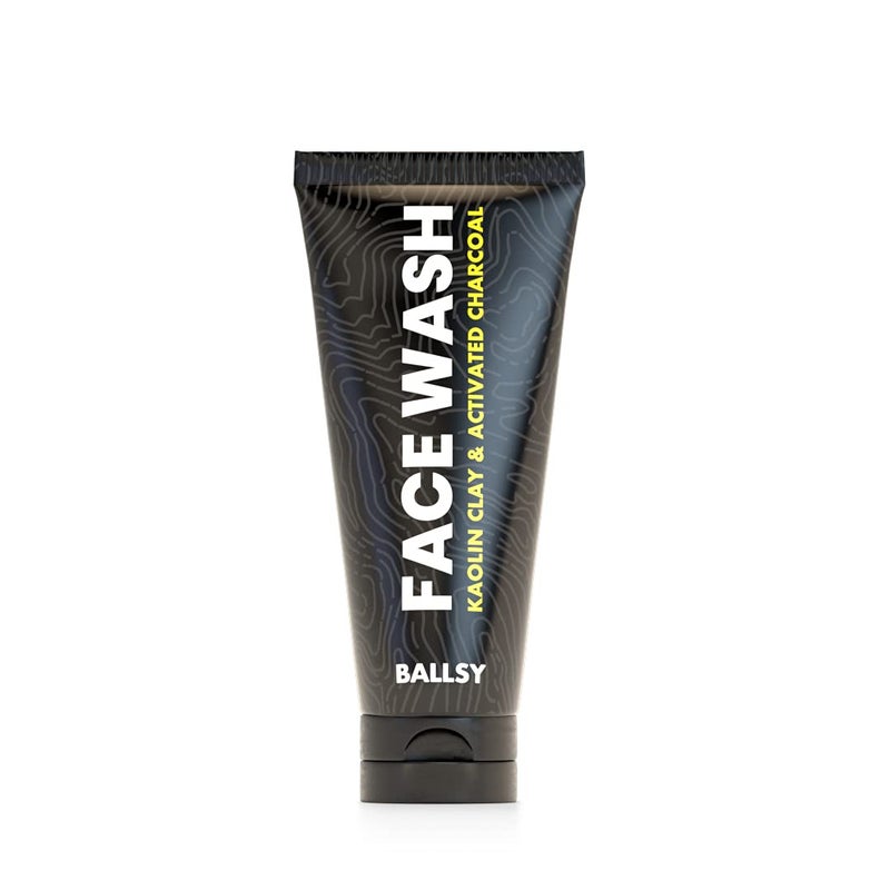Ballsy Mens Face Wash Light Exfoliating with Activated Charcoal Kaolin Clay and Plant Extracts for Soothing Skin 6 Fl oz