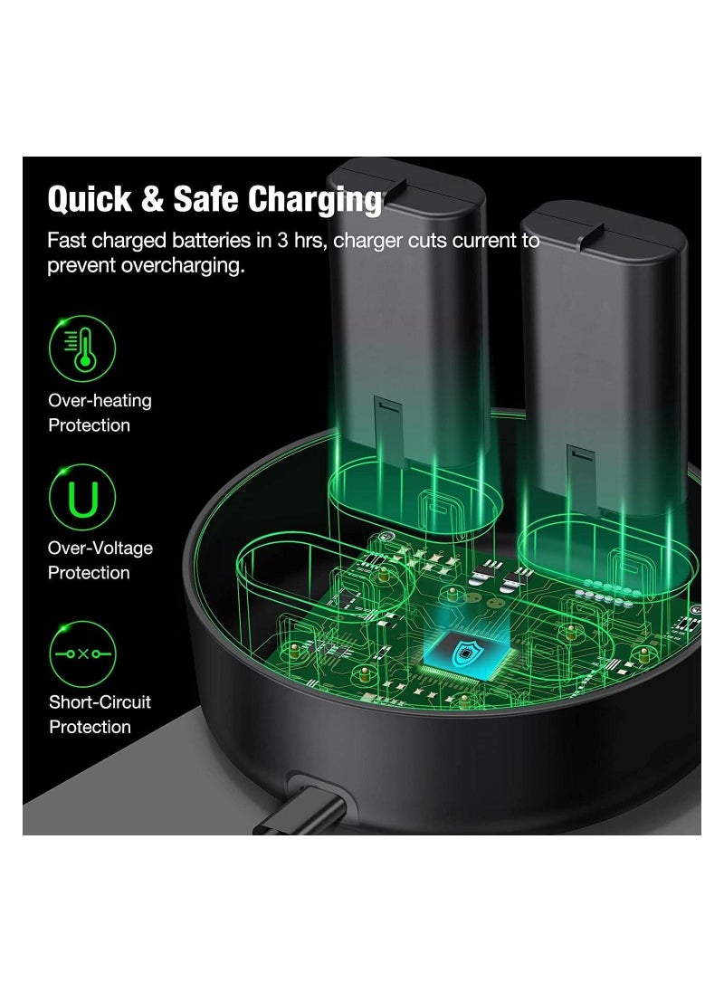 Rechargeable Battery Pack for Xbox One/X/S/Xbox One Elite/Xbox Series X/Xbox S 4x1200 mAh Controller X with Fast Charger Station Led Indicator