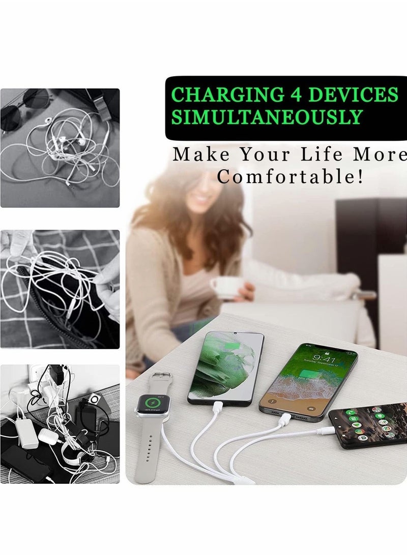 4 in 1 Watch & Phone Charger Cable, Multi USB Charging Cable - Type C Fast Magnetic, Cord Compatible with Apple Watch, iPhone, Galaxy, Pixel, Android,