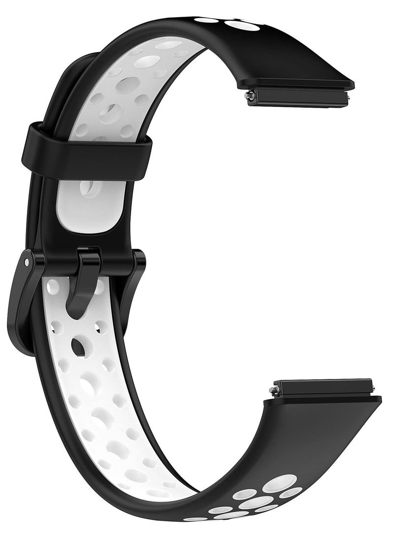 Strap Compatible with Huawei Band 7/Honor Band 7, Replacement Silicone Sport Band_Black/White - Image 3