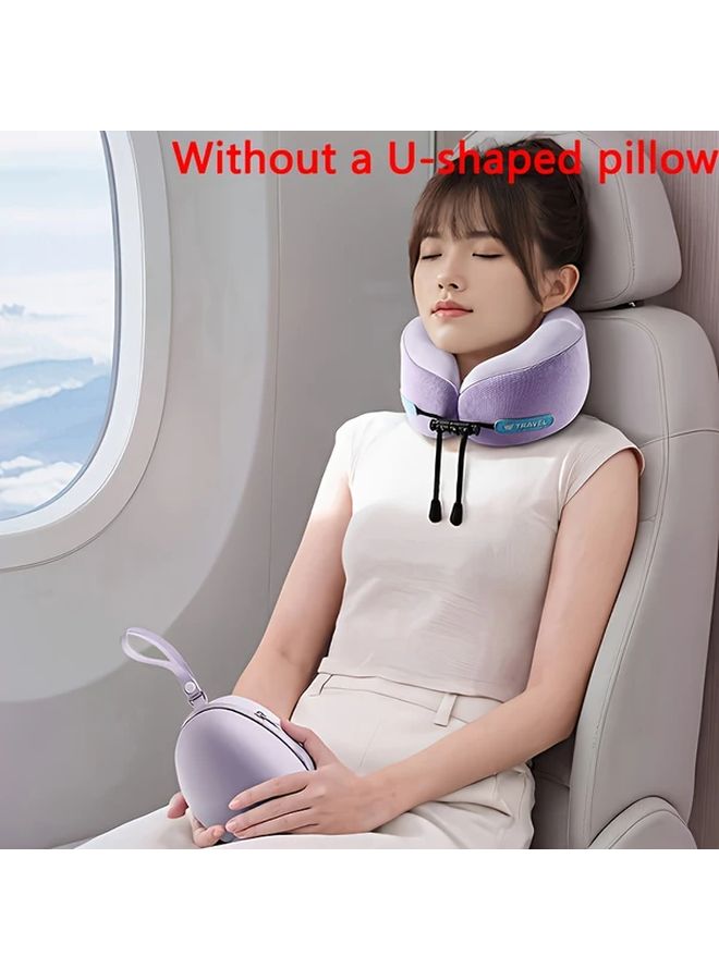 Pink U Shaped Neck Pillow Case With Gel Portable Travel Nap Bag Storage Pouch - Image 2