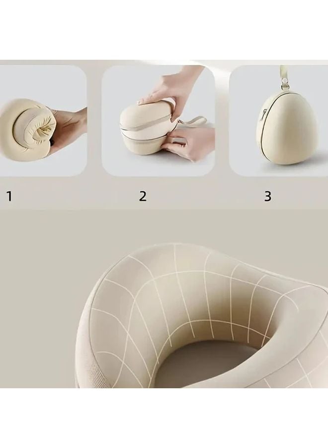 Pink U Shaped Neck Pillow Case With Gel Portable Travel Nap Bag Storage Pouch - Image 5