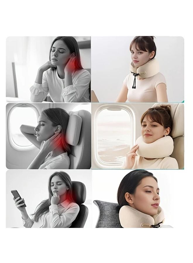 Pink U Shaped Neck Pillow Case With Gel Portable Travel Nap Bag Storage Pouch - Image 4