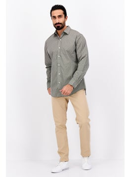 Van Heusen Men Regular Fit Long Sleeves Allover Printed Dress Shirt, Olive Combo  - Image 4