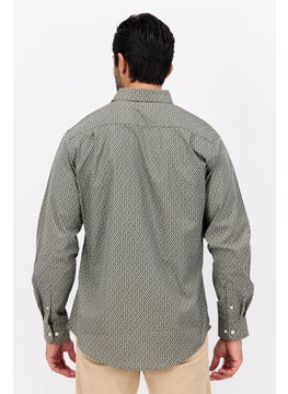 Van Heusen Men Regular Fit Long Sleeves Allover Printed Dress Shirt, Olive Combo  - Image 3