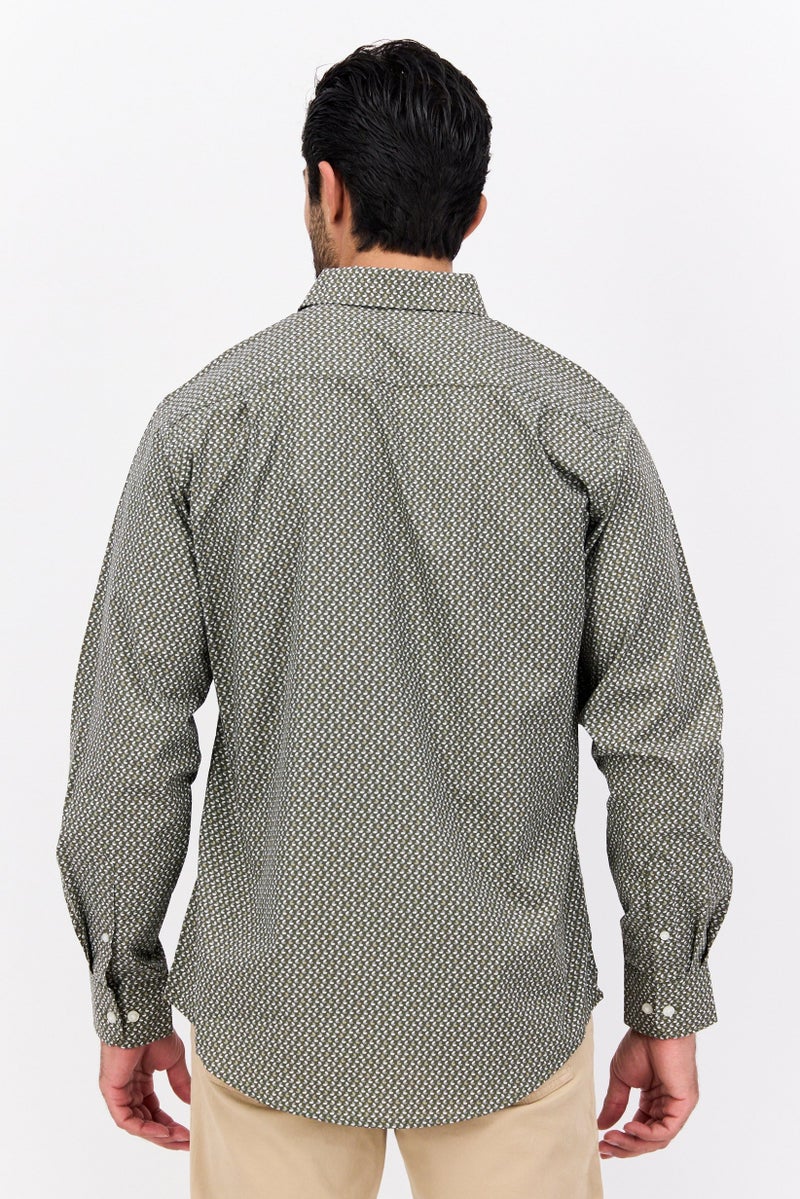 Van Heusen قميص رجالي بأكمام طويلة وقصة عادية مزخرف بألوان متعددة - Image 3