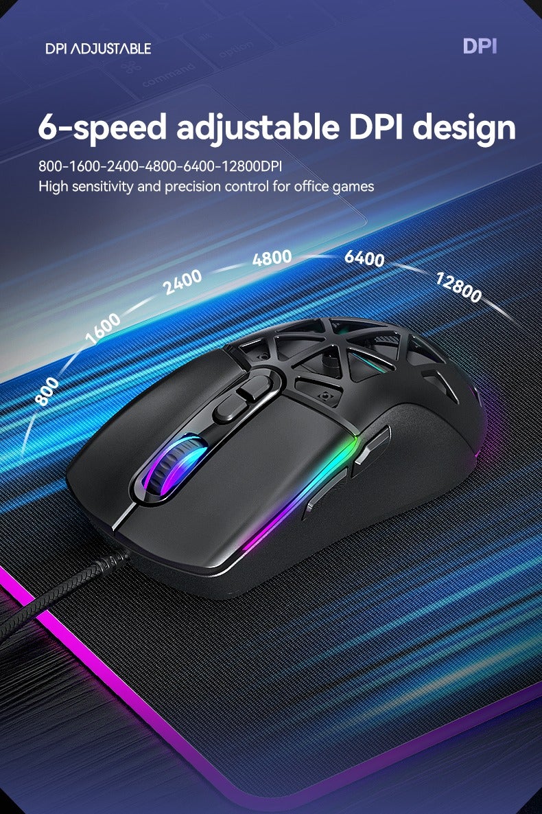 High Performance Wired Gaming Mouse, Sensor, 25,600 DPI, RGB, Adjustable Weights, Programmable Buttons, On-Board Memory, PC And Mac  - Image 4
