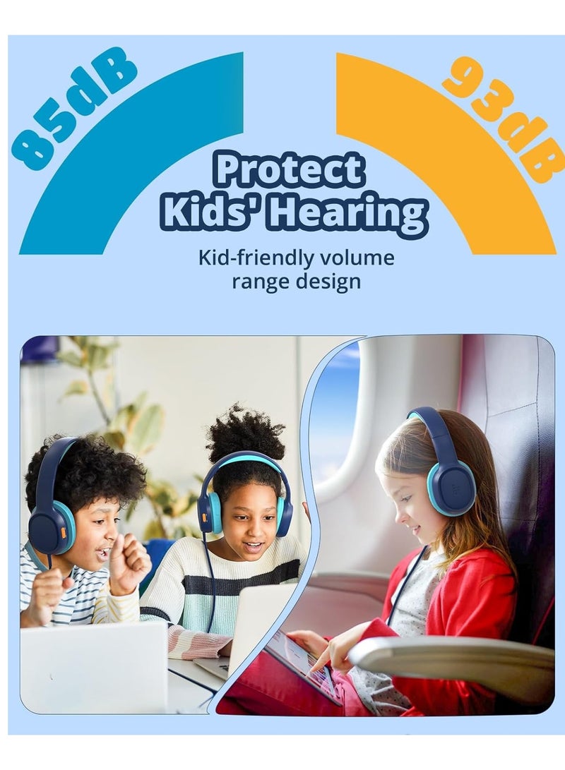 Tronsmart KH01 Kids Headphones for School Travel, Foldable Safe Volume 85/93dB, HD Stereo Sound Over-Ear Boys Girls Headphones for Kid, 3.5mm Kids Headphones with Cord for iPad,, Tablets,KH01(Blue) - Image 4