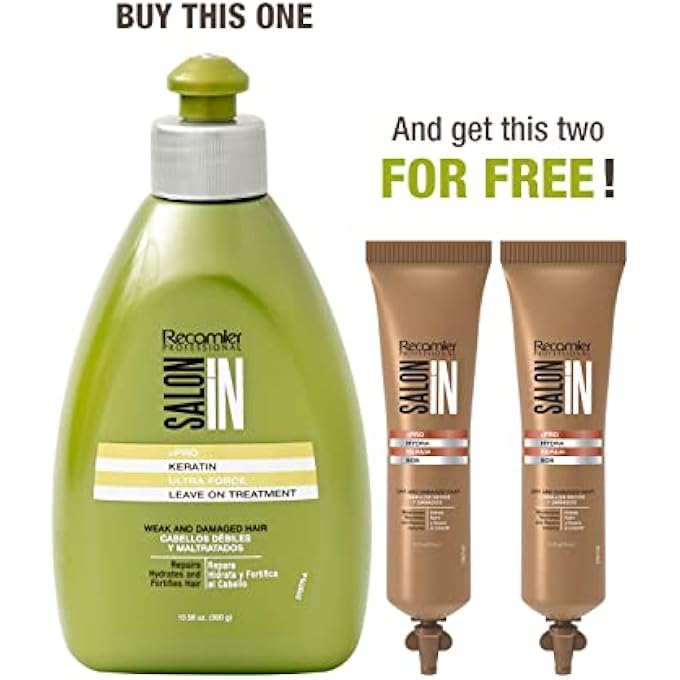 RECAMIER LEAVE IN KERATIN TREATMENT CONDITIONER DETANGLER + 2 HYDRA REPAIR SOS| MOISTURIZER HAIR COMBING STYLE CREAM LOTION | TRATAMIENTO DE KERATINA CABELLO MALTRATADO Y DÃ©BIL 10.1 OZ - Image 2