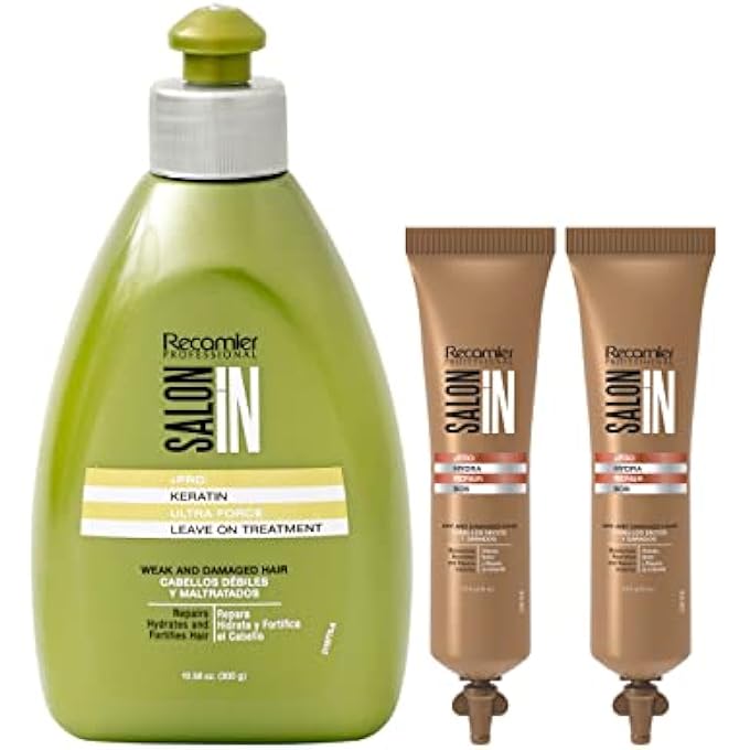 RECAMIER LEAVE IN KERATIN TREATMENT CONDITIONER DETANGLER + 2 HYDRA REPAIR SOS| MOISTURIZER HAIR COMBING STYLE CREAM LOTION | TRATAMIENTO DE KERATINA CABELLO MALTRATADO Y DÃ©BIL 10.1 OZ - Image 1